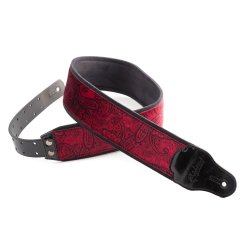 RightOn! Paisley Velvet-70 Red Wide Guitar Strap